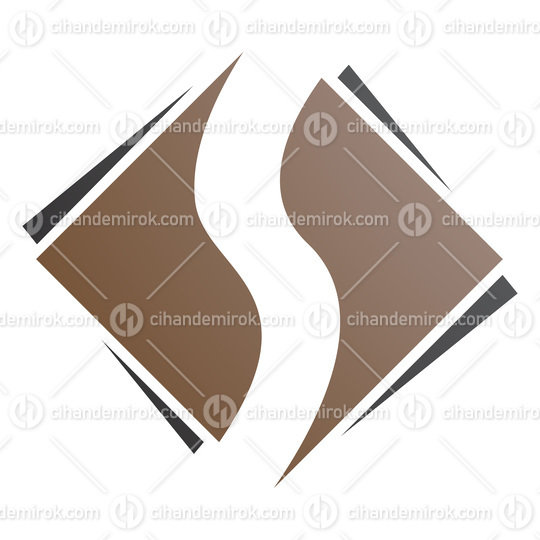 Brown and Black Square Diamond Shaped Letter S Icon