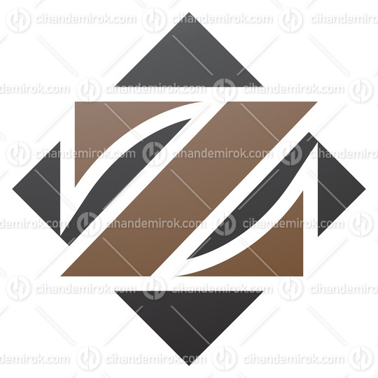 Brown and Black Square Diamond Shaped Letter Z Icon