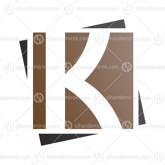Brown and Black Square Letter K Icon