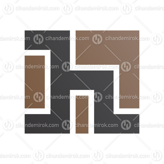 Brown and Black Square Shaped Letter H Icon