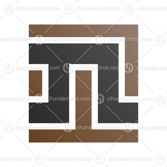 Brown and Black Square Shaped Letter N Icon