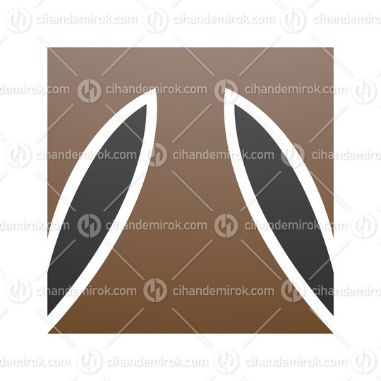 Brown and Black Square Shaped Letter T Icon