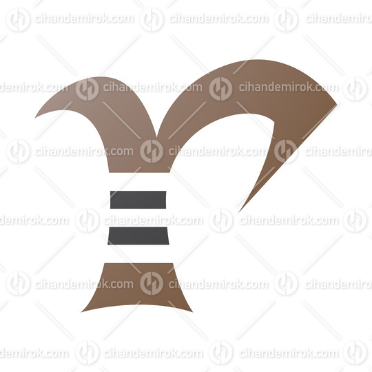 Brown and Black Striped Letter R Icon