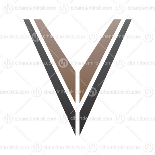 Brown and Black Striped Shaped Letter V Icon