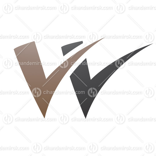 Brown and Black Tick Shaped Letter W Icon
