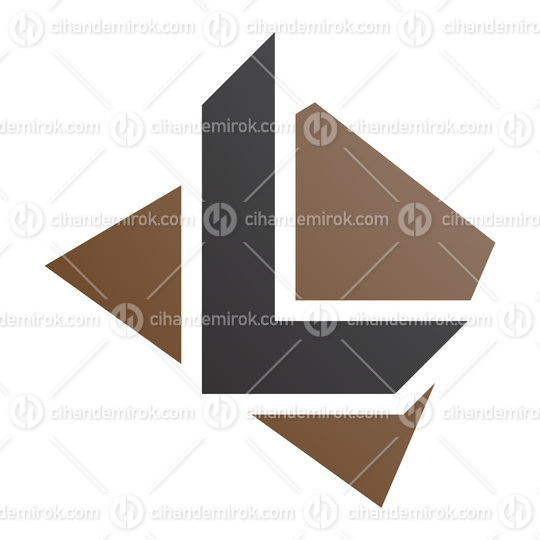 Brown and Black Trapezium Shaped Letter L Icon