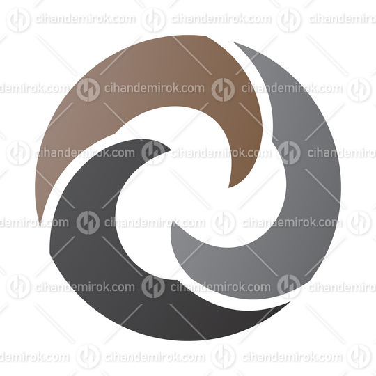 Brown and Black Wave Shaped Letter O Icon