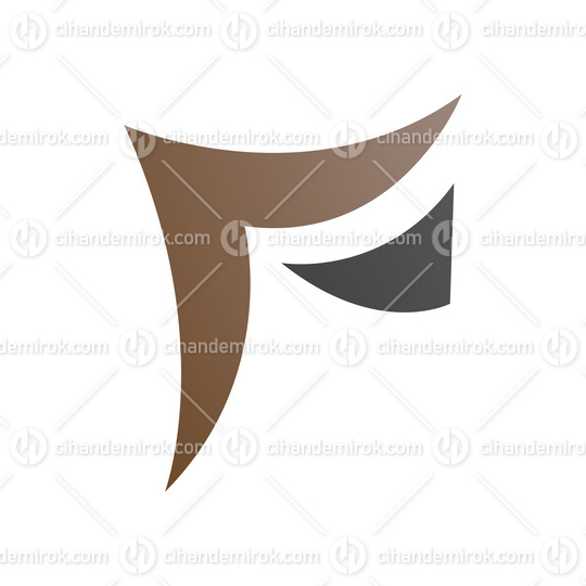 Brown and Black Wavy Paper Shaped Letter F Icon