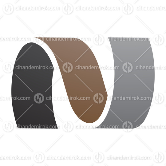 Brown and Black Wavy Shaped Letter N Icon