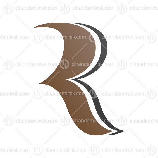 Brown and Black Wavy Shaped Letter R Icon