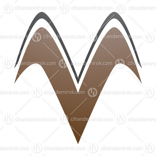 Brown and Black Wing Shaped Letter V Icon