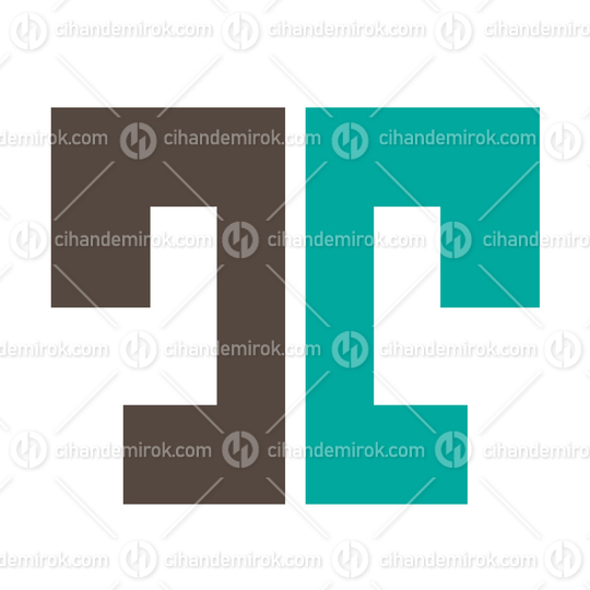 Brown and Green Bold Split Shaped Letter T Logo Icon - Bundle No: 074