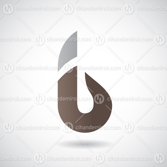 Brown and Grey Key Shaped Bold Round Logo Icon of Letter B