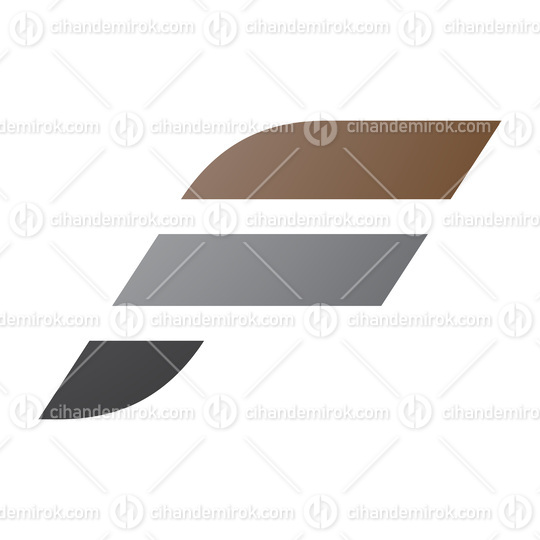 Brown and Grey Letter F Icon with Horizontal Stripes