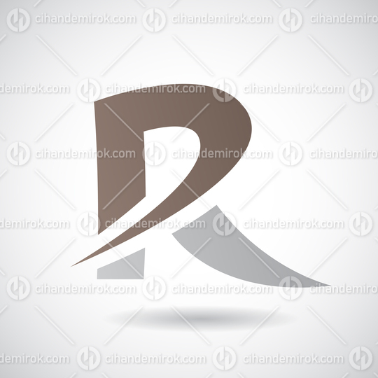 Brown and Grey Spiky Uppercase Letter R with a Shadow
