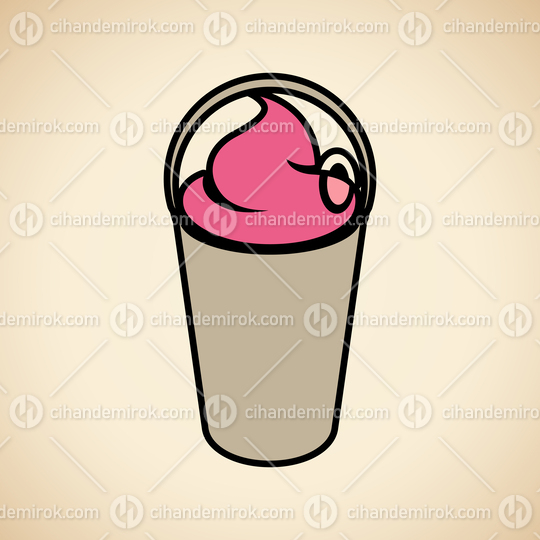 Brown and Pink Milkshake with a Lid Icon isolated on a Beige Background