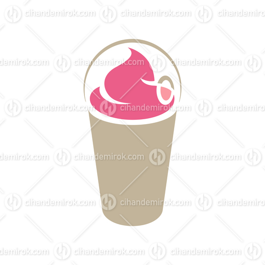 Brown and Pink Milkshake with a Lid Icon isolated on a White Background