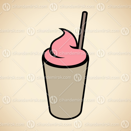 Brown and Pink Milkshake with a Straw Icon isolated on a Beige Background