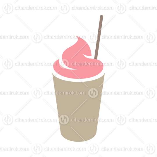 Brown and Pink Milkshake with a Straw Icon isolated on a White Background