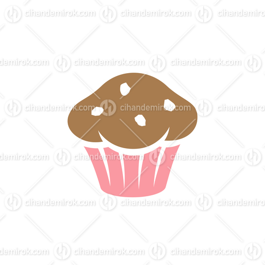 Brown and Pink Muffin Icon isolated on a White Background