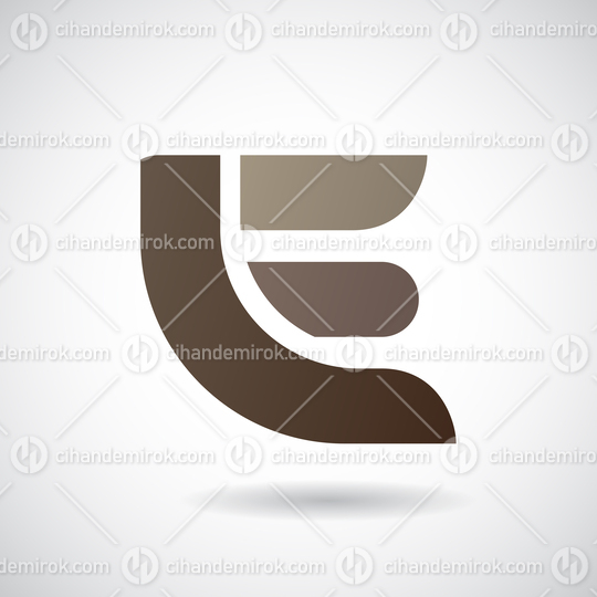 Brown Bold Thick Round Logo Icon of Letter E