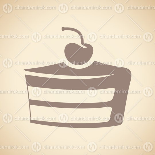 Brown Cake Icon isolated on a Beige Background Vector Illustration