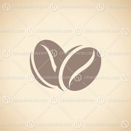 Brown Coffee Beans Icon isolated on a Beige Background