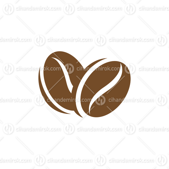 Brown Coffee Beans Icon isolated on a White Background