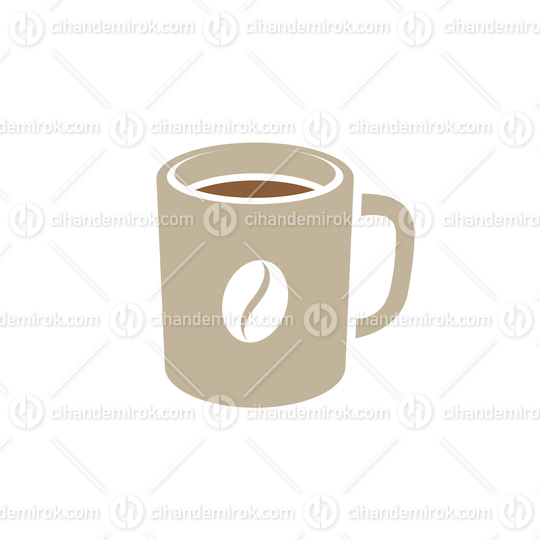 Brown Coffee Mug with a Coffee Bean Icon isolated on a White Background