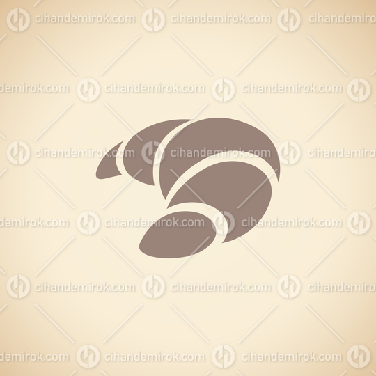 Brown Croissant Icon isolated on a Beige Background