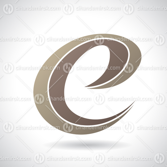 Brown Curvy Retro Striped Lowercase Letter E