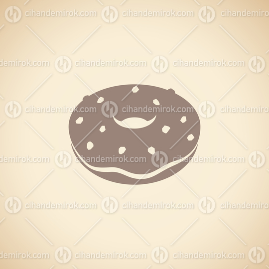 Brown Doughnut Icon isolated on a Beige Background