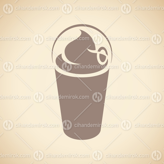 Brown Milkshake with a Lid Icon isolated on a Beige Background