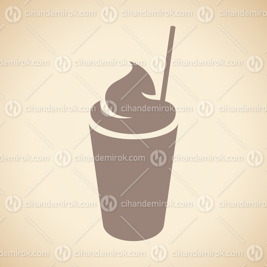 Brown Milkshake with a Straw Icon isolated on a Beige Background