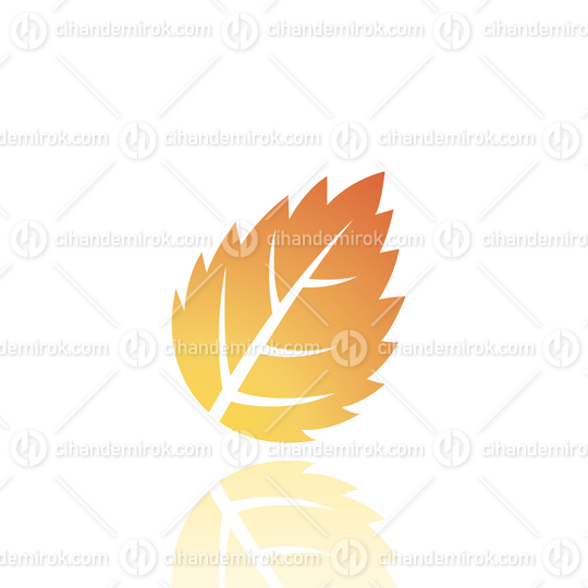 Brown Mint or Nettle Leaf Icon with Reflection