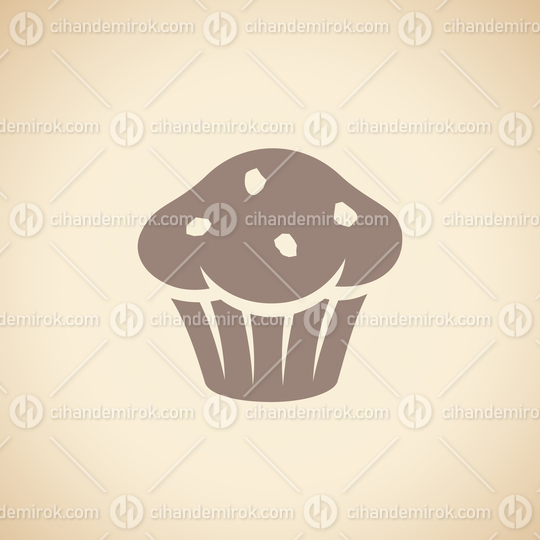 Brown Muffin Icon isolated on a Beige Background
