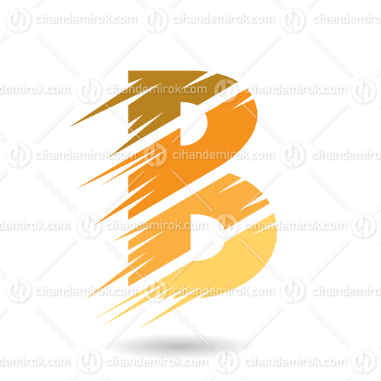 Brown Orange and Yellow Abstract Letter B Symbol with Swooshed Stripes 