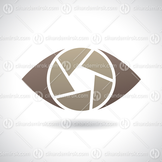 Brown Shutter Eye Logo Icon with a Shadow