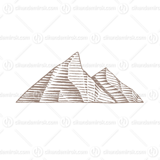 Brown Vectorized Ink Sketch of Mountains Illustration