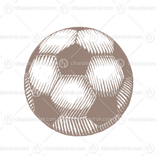 Brown Vectorized Ink Sketch of Soccer Ball Illustration