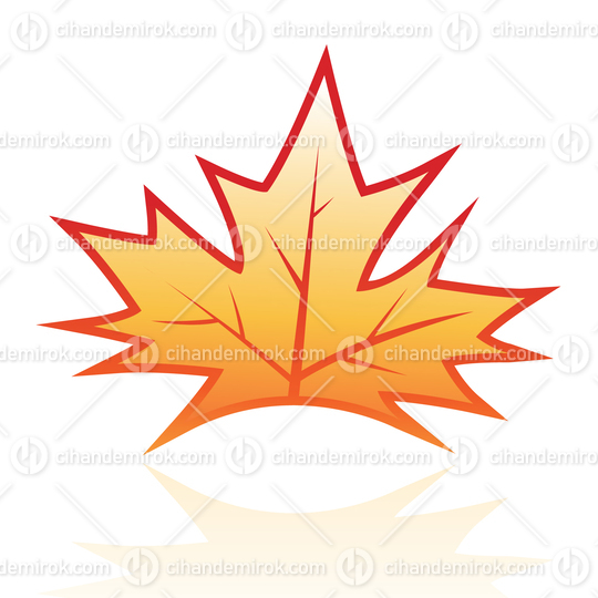 Brown Vine or Maple Leaf Icon with Outlines