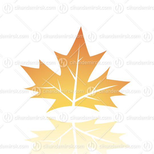 Brown Vine or Maple Leaf Icon with Reflection