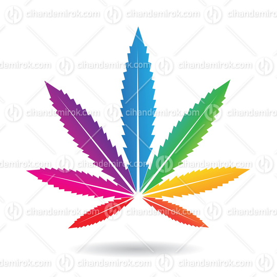 Cannabis Leaf Icon in Rainbow Colors