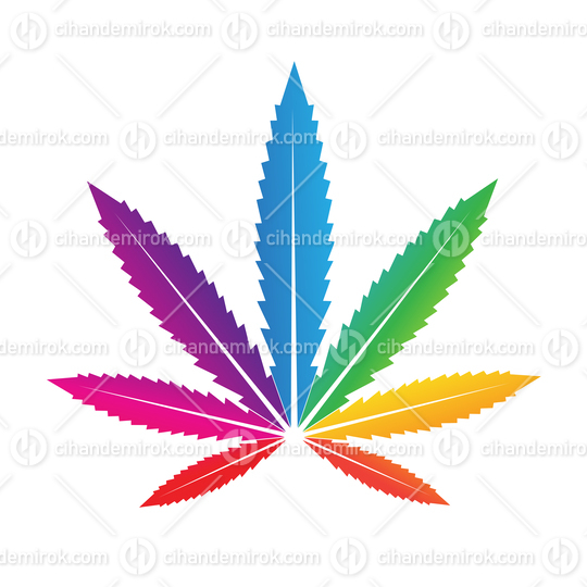 Cannabis Leaf in Rainbow Colors Logo Icon - Bundle No: 108