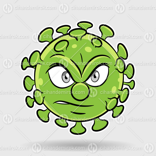 Cartoon Angry Green Coronavirus