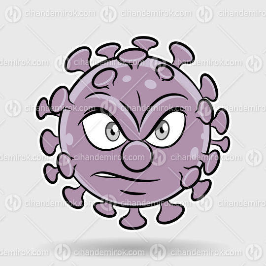 Cartoon Angry Purple Coronavirus