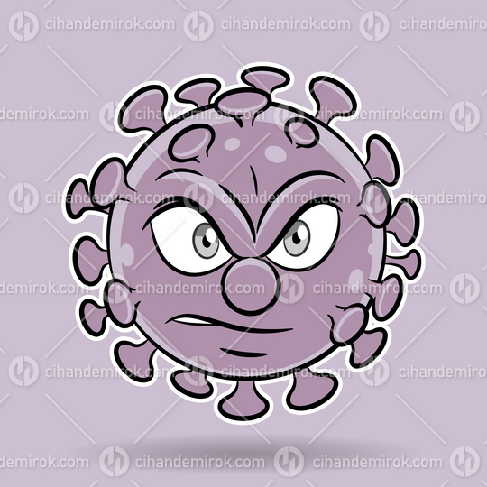 Cartoon Angry Purple Coronavirus on a Purple Background
