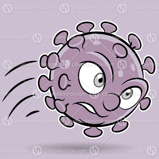 Cartoon Attacking Purple Coronavirus on a Purple Background