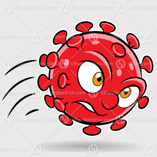 Cartoon Attacking Red Coronavirus