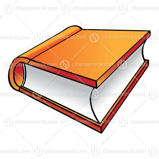 Cartoon Orange Book Icon with Black Outlines